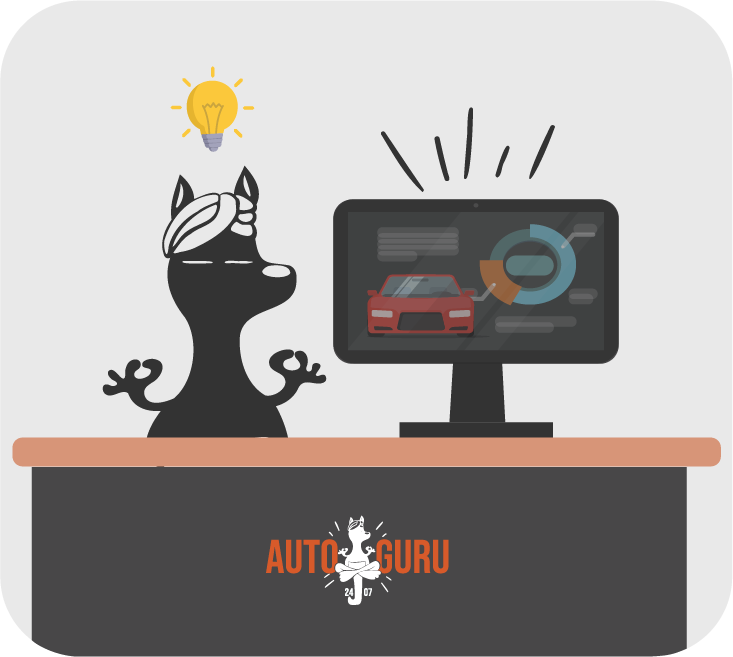 Darstellung des ersten Schritts im Autoguru24/7-Ankaufsprozess: Ein Mann hält ein Smartphone in der Hand und trägt Fahrzeugdaten wie Marke, Modell, Erstzulassung und Zustand in das Online-Formular ein. Das Motiv steht für den einfachen und schnellen Einstieg in den Autoankauf.