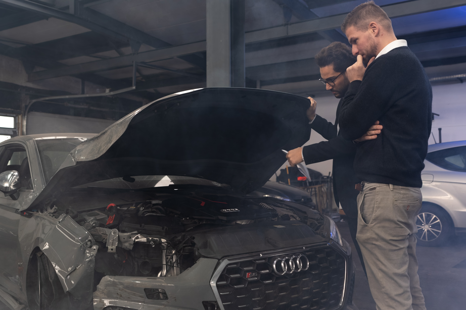 Analyse eines Motorschadens. Wir bewerten defekte Fahrzeuge für den Ankauf.